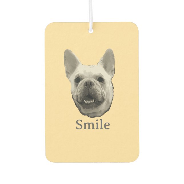 Smile French Bulldog Beige Car Air Freshener (Front)