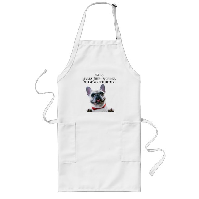 Smile French Bulldog Long Apron (Front)