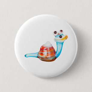 SMILE GLASS SNAIL 6 CM ROUND BADGE