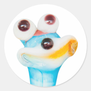 SMILE GLASS SNAIL CLASSIC ROUND STICKER