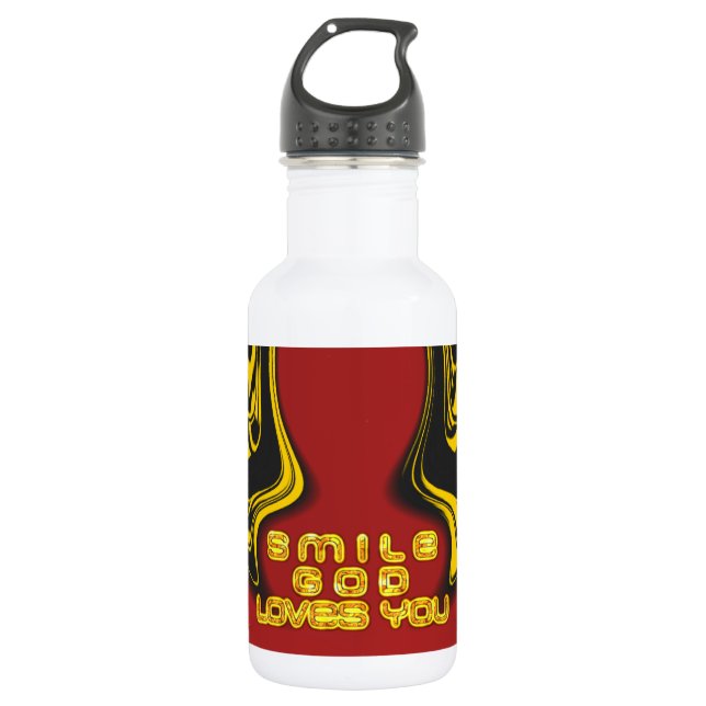 Smile God Loves You Beautiful Amazing Text Quote 532 Ml Water Bottle (Front)
