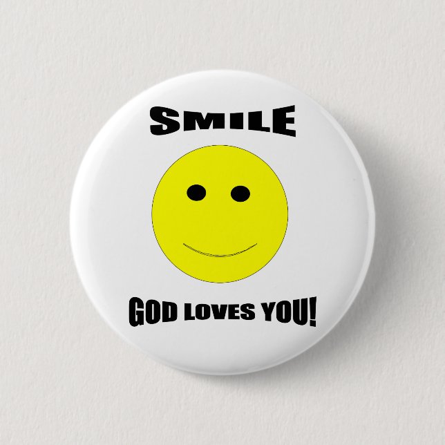 Smile god loves you button (Front)