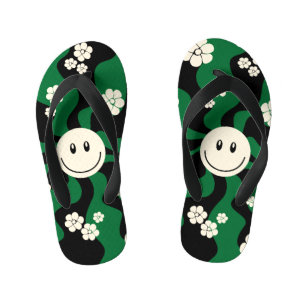 Smile - Green, Cream and Black Kid's Flip Flops