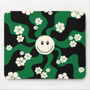 Smile - Green, Cream and Black Mouse Mat