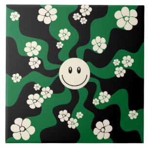 Smile - Green, Cream and Black Tile