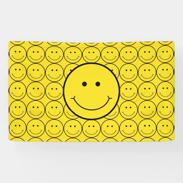 Smile Grin Face Yellow Happy Banner (Horizontal)
