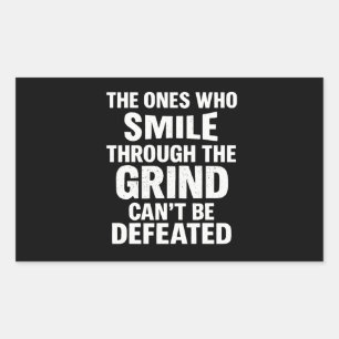 Smile grind gym motivation quote with white text rectangular sticker