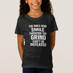 Smile grind gym motivation quote with white text T-Shirt