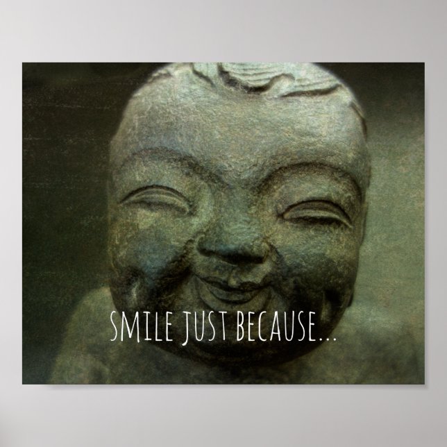 smile happiness zen quote laughing Buddha photo Poster (Front)