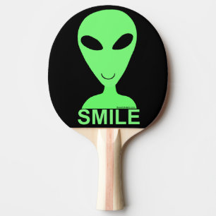 Smile Happy Alien Geek Humour Little Green Men Ping Pong Paddle