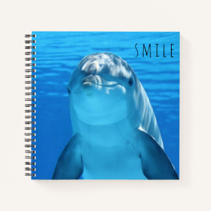 Smile Happy Dolphin Cute Blue Notebook