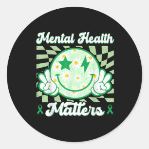 Smile Happy Face Cute Flower Mental Health S Aware Classic Round Sticker