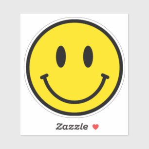 Smile Happy Face Emoji Yellow Black Retro Vinyl