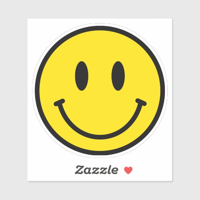 Smile Happy Face Emoji Yellow Black Retro Vinyl (Sheet)