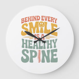 Smile Healthy Spine Chiropractor Quote Design Large Clock