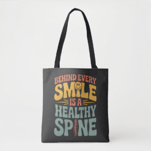 Smile Healthy Spine Chiropractor Quote Design Tote Bag