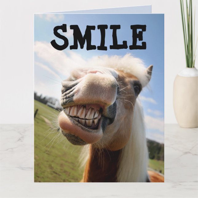 SMILE HORSE FUNNY BIRTHDAY BIG CARD (Front)