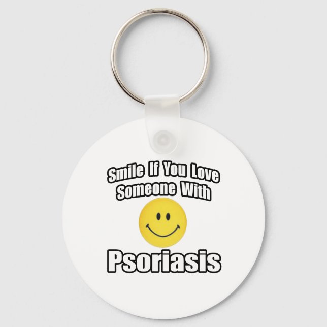 Smile If You Love Someone With Psoriasis Key Ring (Front)