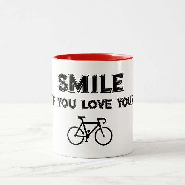 Smile If You Love Your Bike Two-Tone Coffee Mug (Center)