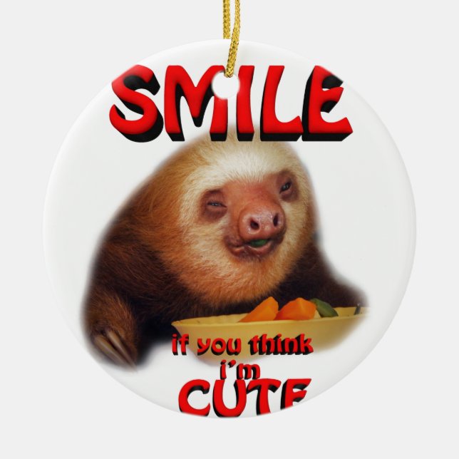 smile if you think i'm cute. ceramic tree decoration (Front)