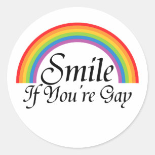 Smile if you're gay classic round sticker