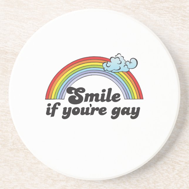 Smile if you're gay T-shirt Coaster (Front)