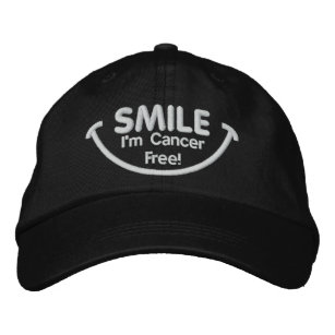 Smile I'm Cancer Free White Embroidered Hat