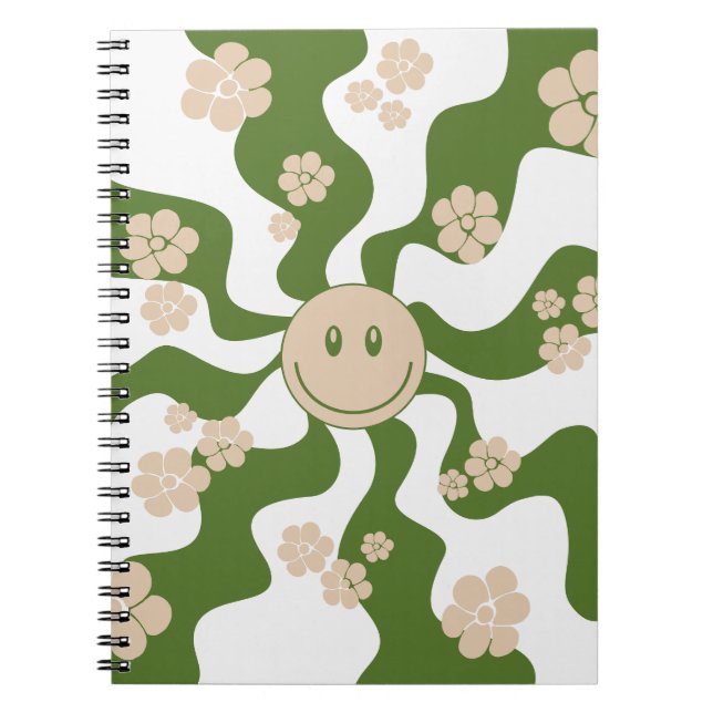Smile in White, Sand & Palm Green Notebook (Front)
