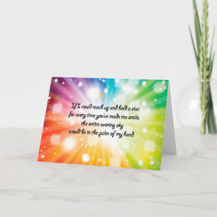 Smile Inspirational Happy Quote Star Rainbow Card