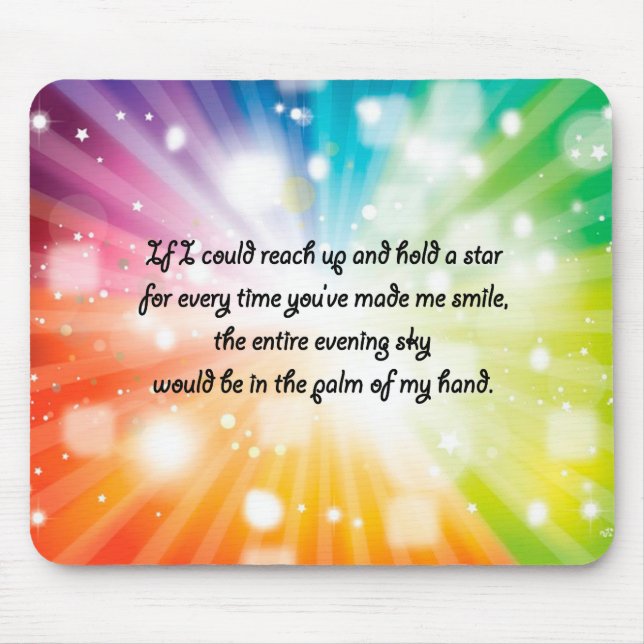 Smile Inspirational Happy Quote Star Rainbow Mouse Mat (Front)