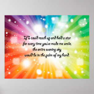 Smile Inspirational Happy Quote Star Rainbow Poster