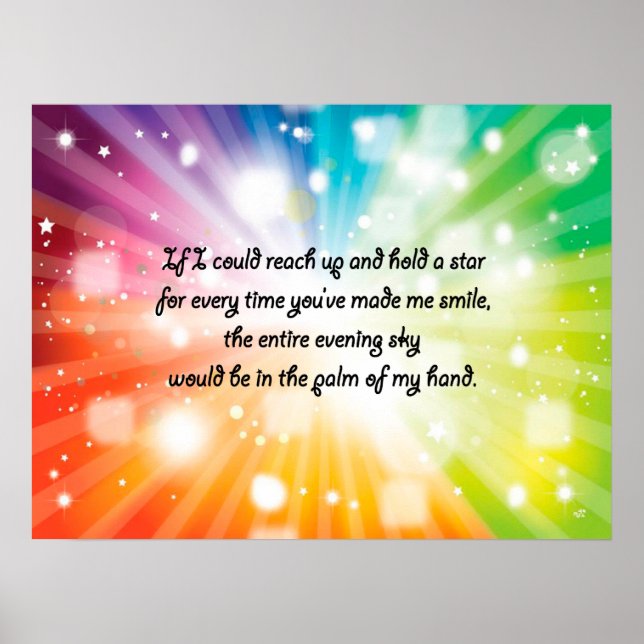 Smile Inspirational Happy Quote Star Rainbow Poster (Front)