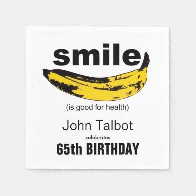 Smile is good 65th Birthday Party Paper Napkin (Front)