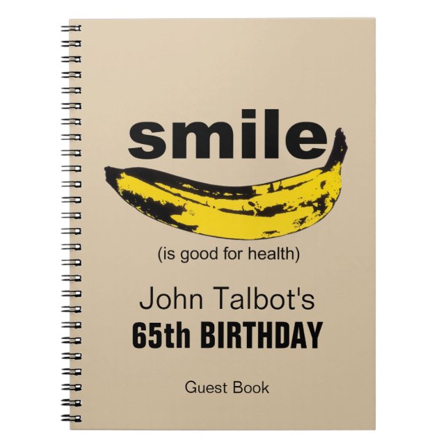Smile is good for Health  65th Birthday Guestbook Notebook (Front)