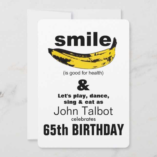 Smile is good for Health 65th Birthday Invitation (Front)