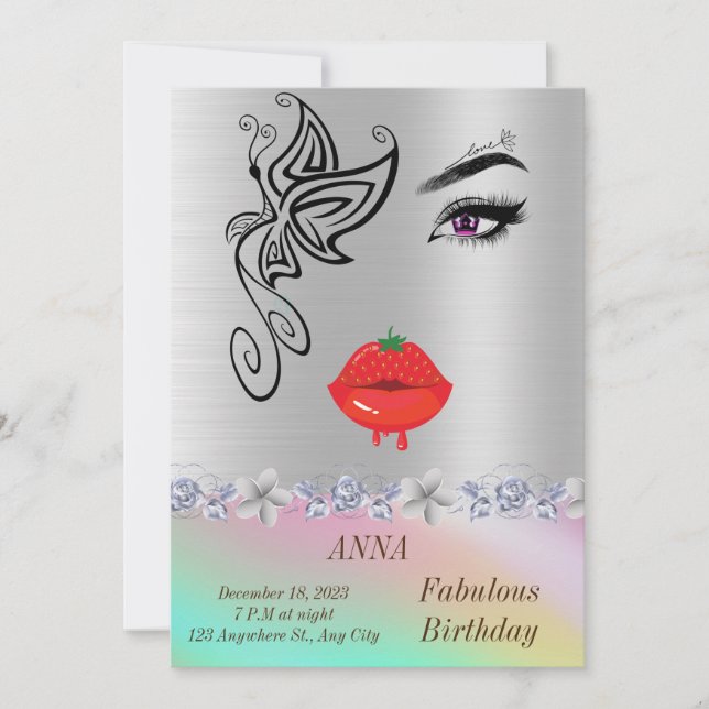 Smile is the Best Makeup| Tattoo | Lips   Invitation (Front)