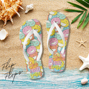 Smile is the best outfit! Kitty motivational  Flip Flops