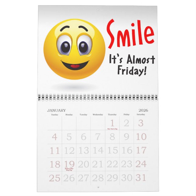 Smile - It's Almost Friday! Calendar (Jan 2026)