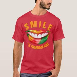 Smile  It's Freedom Day, Afro Black Woman Juneteen T-Shirt
