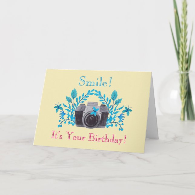 Smile! it's Your Birthday Camera Themed Birthday Card (Front)