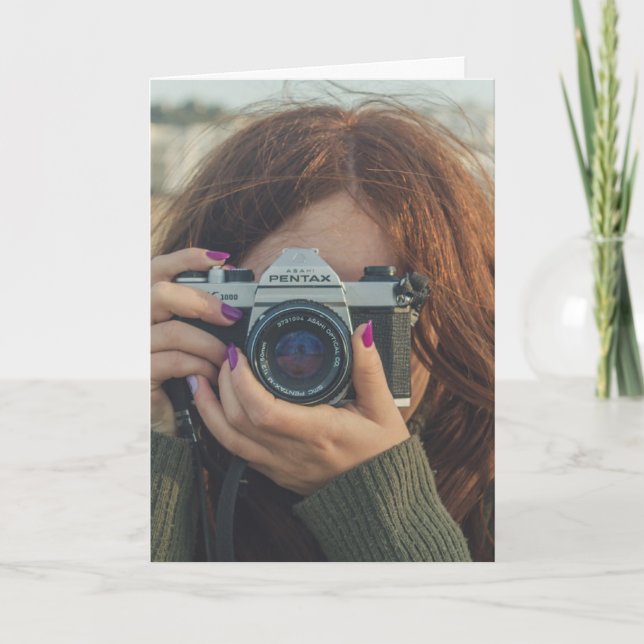 SMILE! IT'S YOUR BIRTHDAY! GIRL WITH CAMERA CARD (Front)