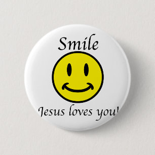 Smile, Jesus loves you 6 Cm Round Badge