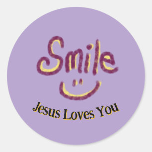 Smile Jesus Loves You Christian Classic Round Sticker