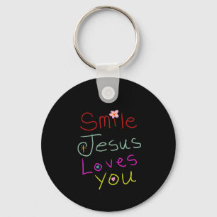 ‘Smile Jesus Loves You’ Christian Custom Name Key Ring