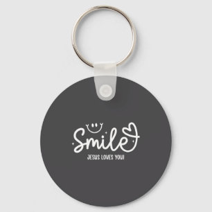 Smile Jesus Loves You Christian Faith Message Key Ring
