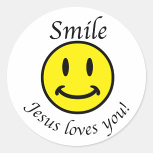 Smile, Jesus loves you Classic Round Sticker