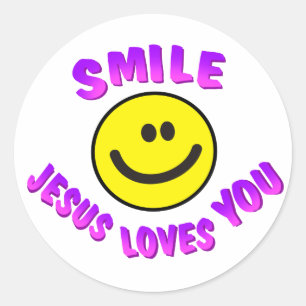 Smile, Jesus Loves You Classic Round Sticker