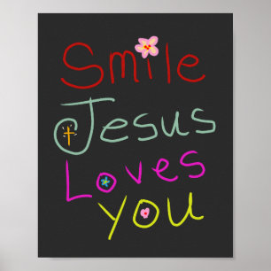 ‘Smile Jesus Loves You’ Colourful Script Poster
