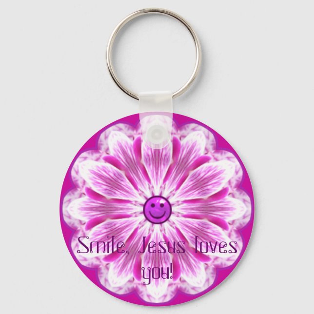 Smile, Jesus loves you! Key Ring (Front)