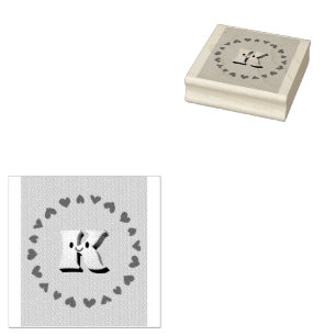 Smile Letter K With Hearts Rubber Ink Stamp